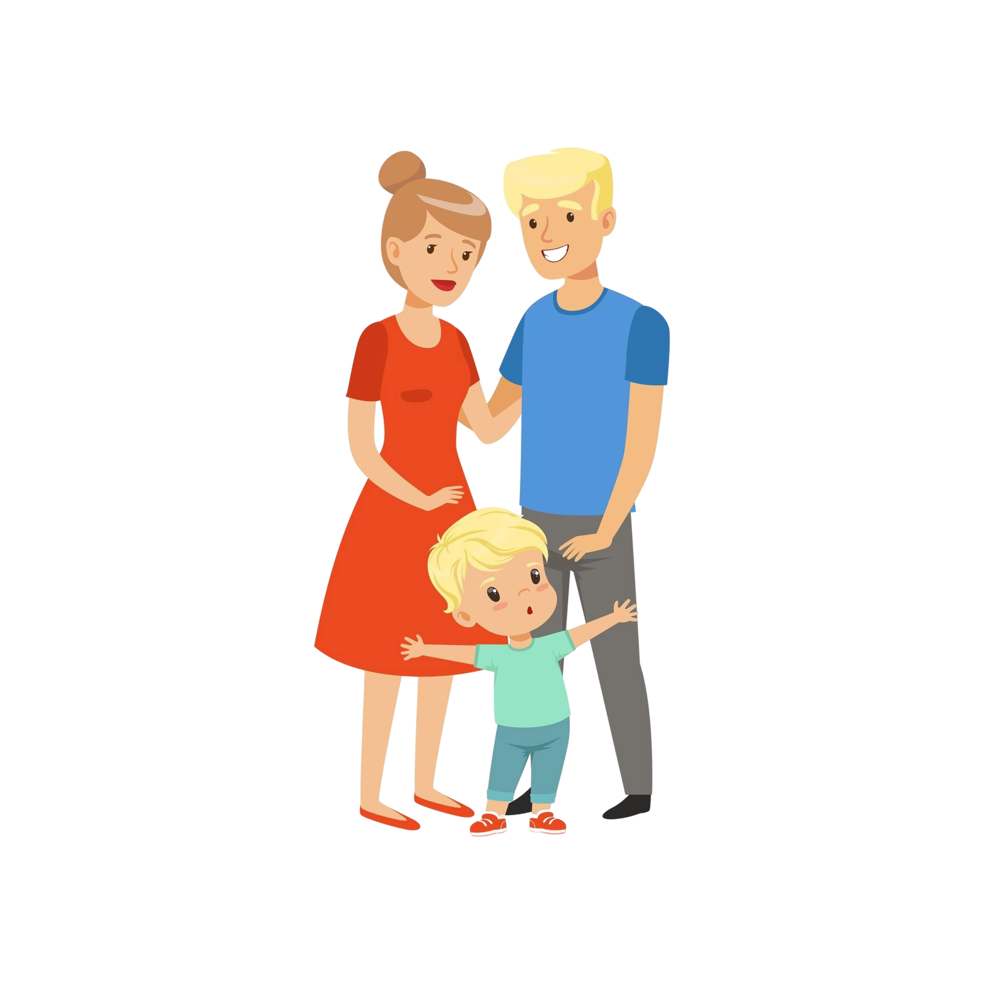 brave little boy defending his parents vector illustration white background
